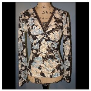 Karen Kane small floral sheer top